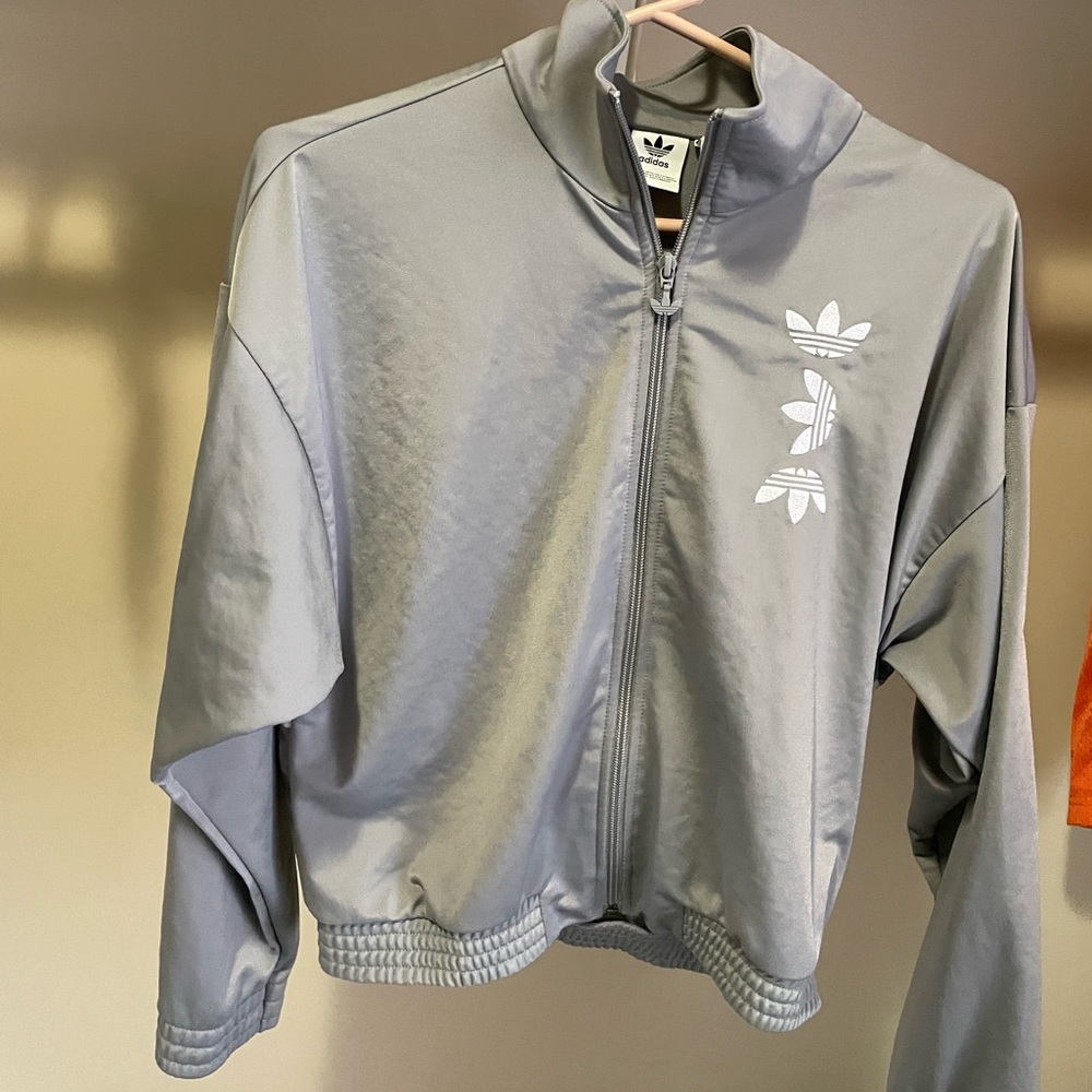 Adidas small grey jacket with logo